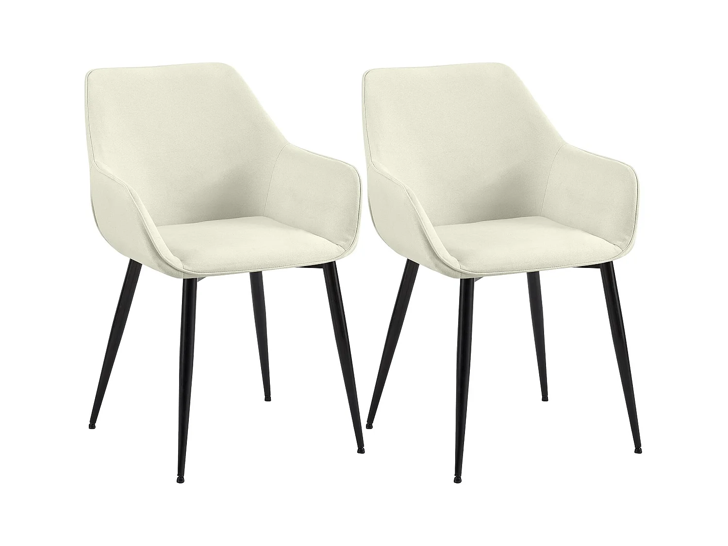Lot de 2  chaises avec accoudoirs - Tissu - Crème - Luena
