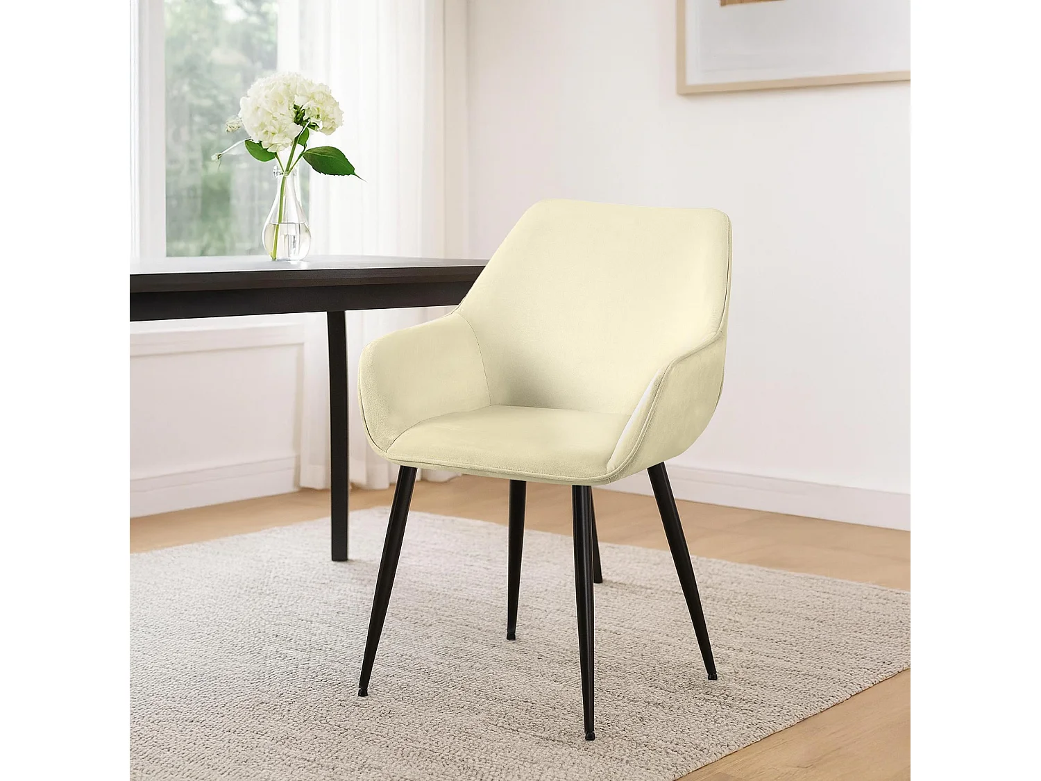 chaises avec accoudoirs - Velours - Crème - Luena