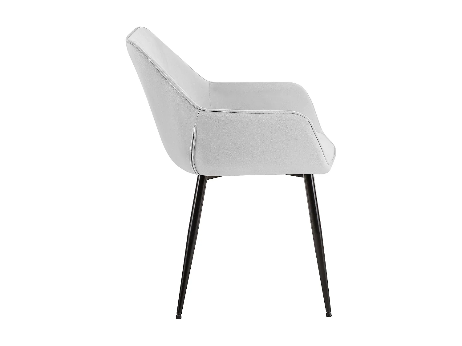 Lot de 2  chaises avec accoudoirs - Velours - Gris clair - Luena