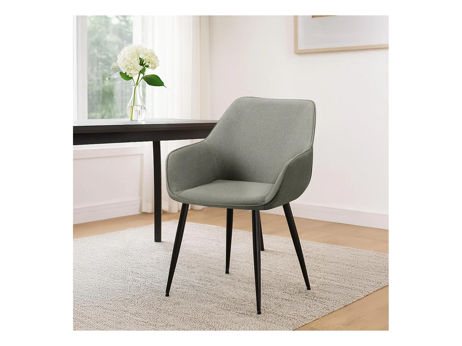 chaises avec accoudoirs - Tissu - Gris clair - Luena