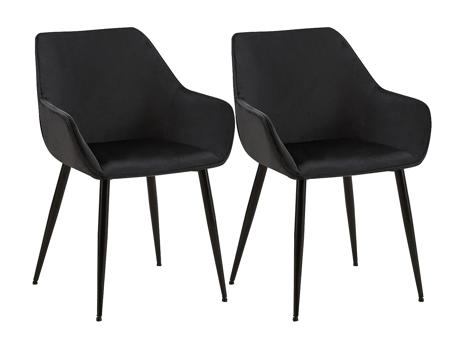 Lot de 2  chaises avec accoudoirs - Velours - Noir - Luena