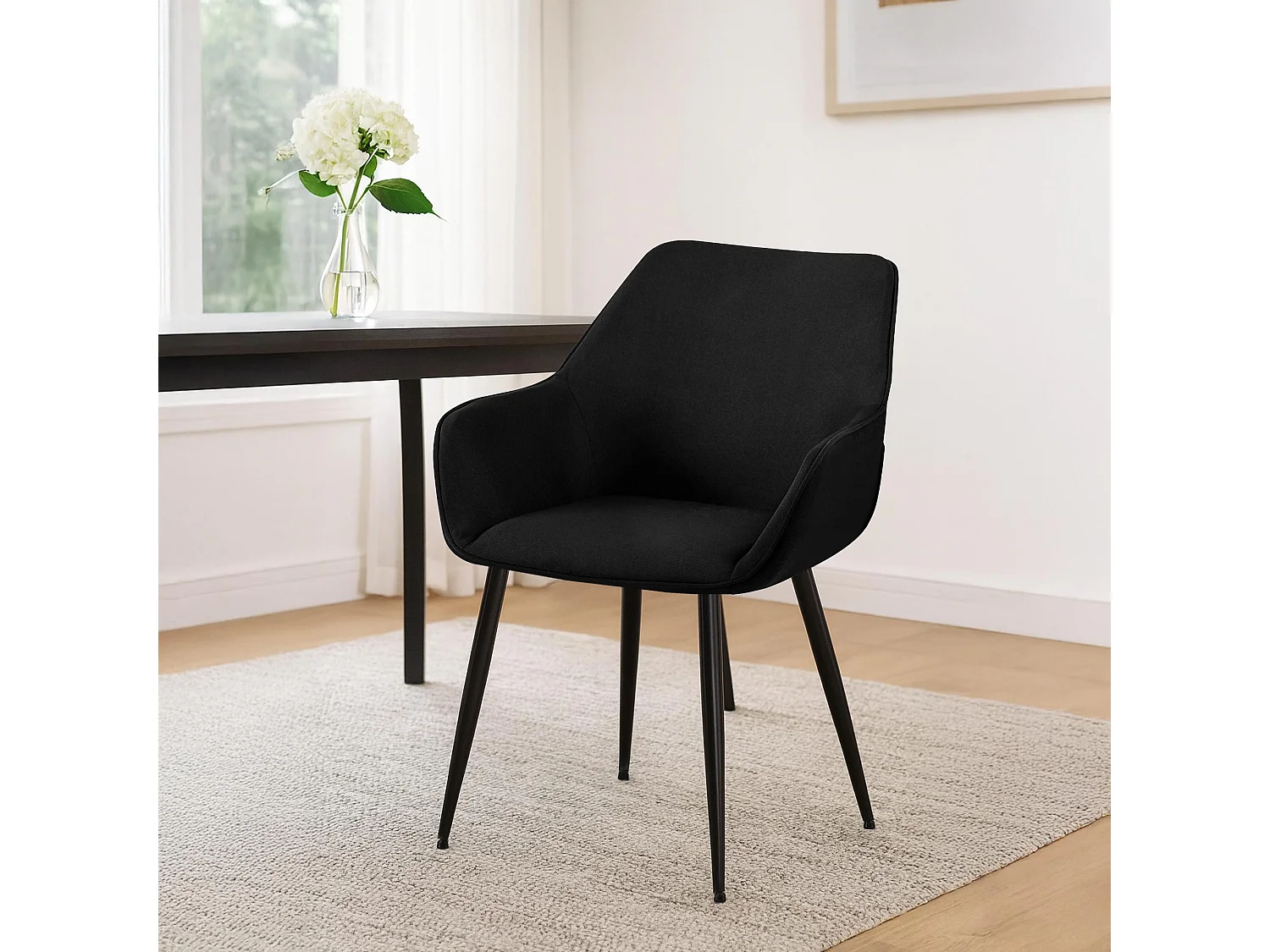 chaises avec accoudoirs - Tissu - Noir - Luena