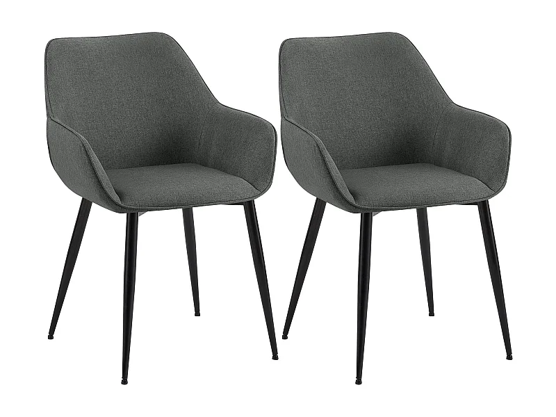 Lot de 2  chaises avec accoudoirs - Tissu - Gris foncé - Luena