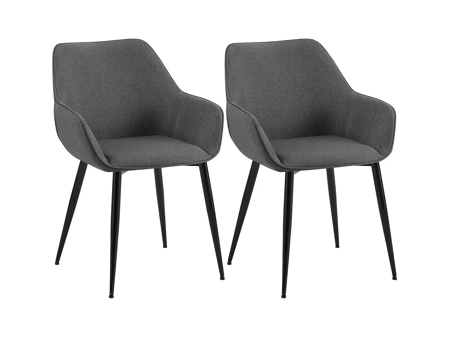 Lot de 2  chaises avec accoudoirs - Tissu - Gris foncé - Luena