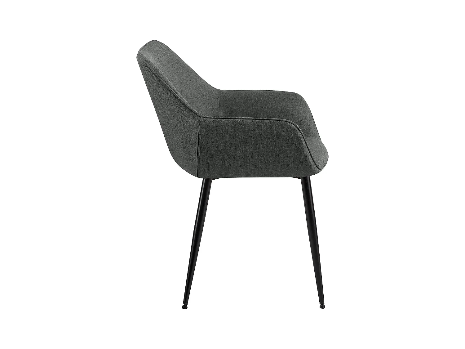 Lot de 2  chaises avec accoudoirs - Tissu - Gris foncé - Luena