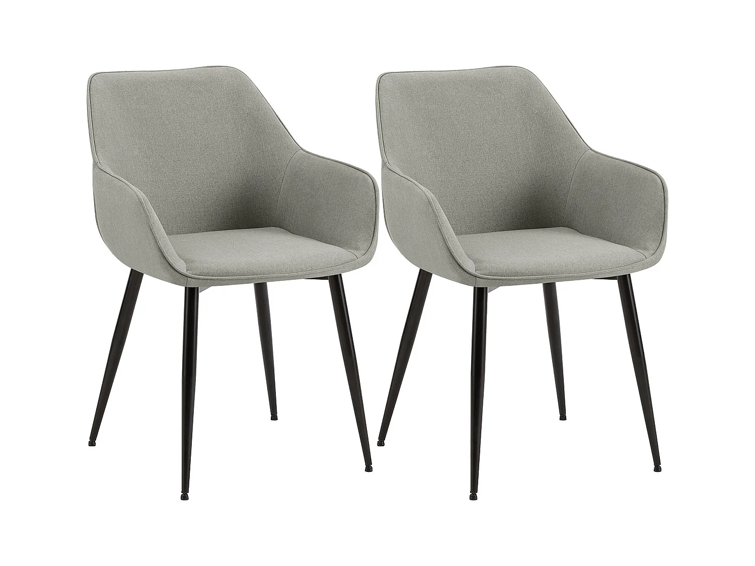 Lot de 2  chaises avec accoudoirs - Tissu - Gris clair - Luena
