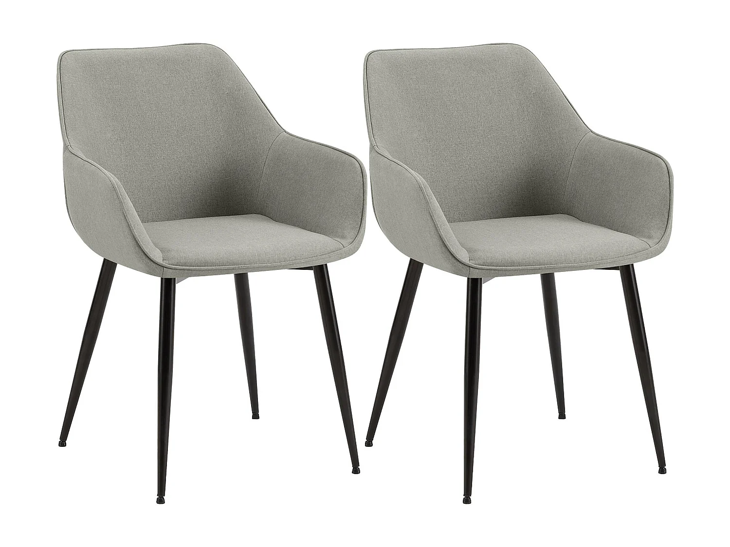 Lot de 2  chaises avec accoudoirs - Tissu - Gris clair - Luena