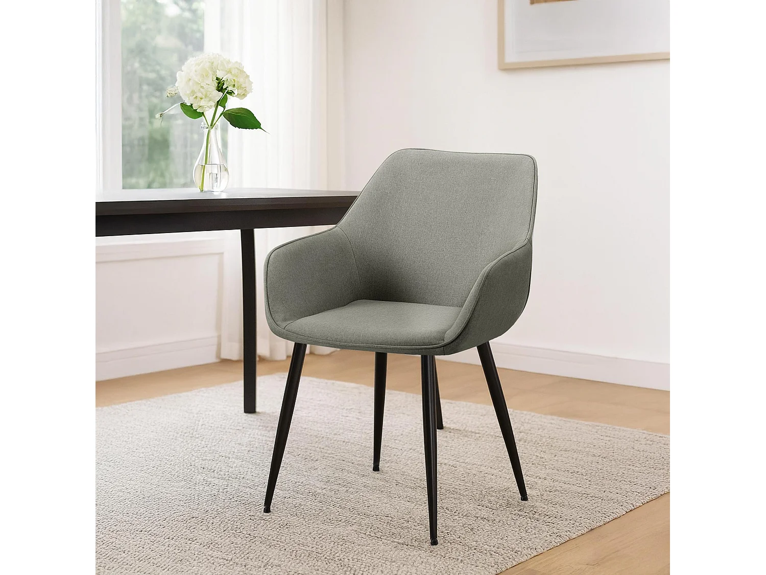Lot de 2  chaises avec accoudoirs - Tissu - Gris clair - Luena