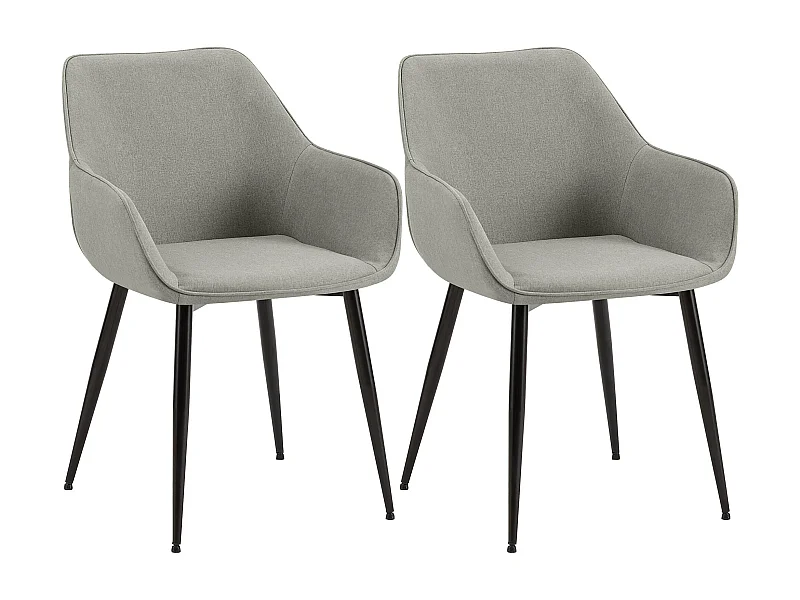 Lot de 2  chaises avec accoudoirs - Tissu - Gris clair - Luena