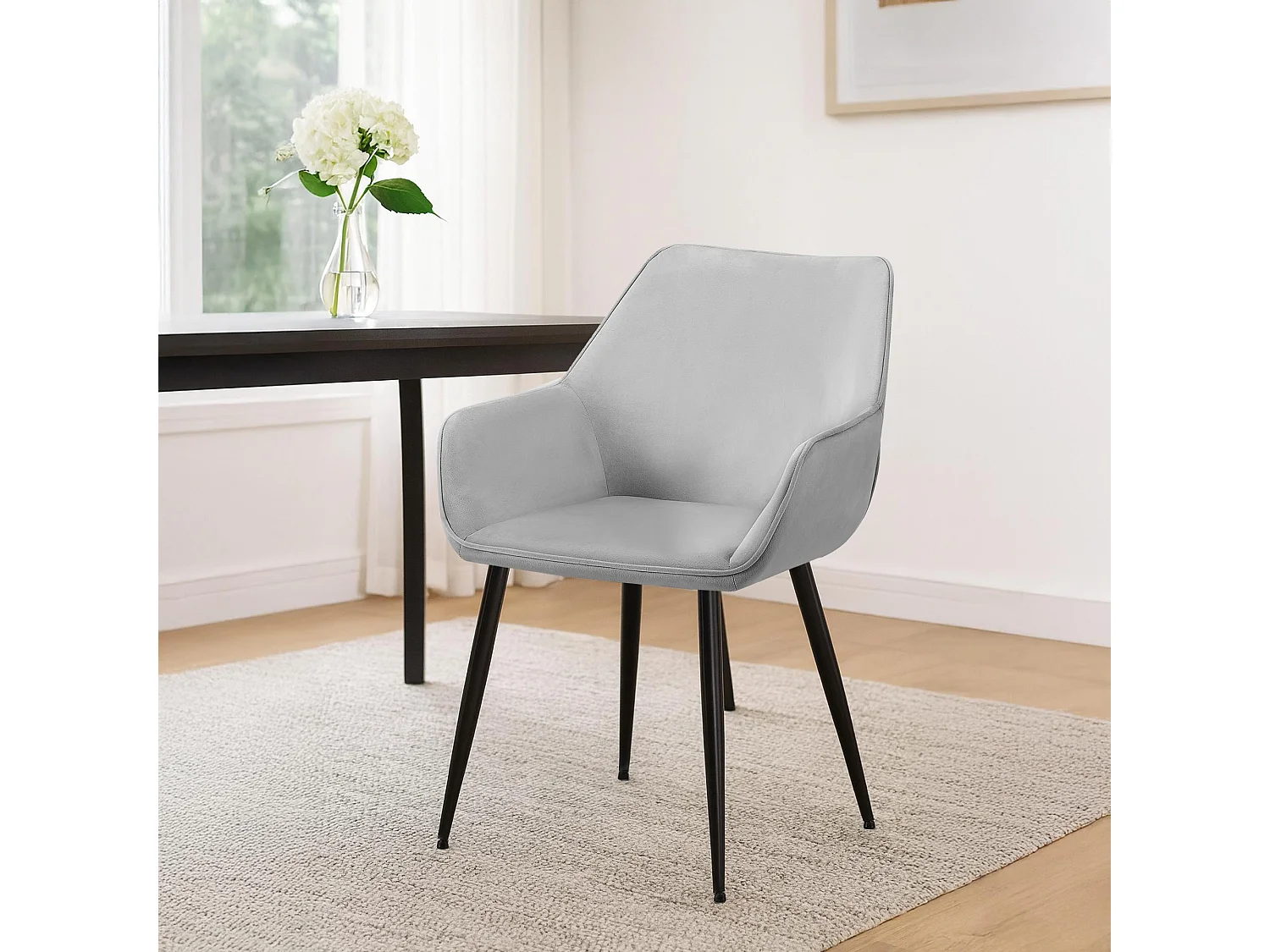 chaises avec accoudoirs - Velours - Gris clair - Luena