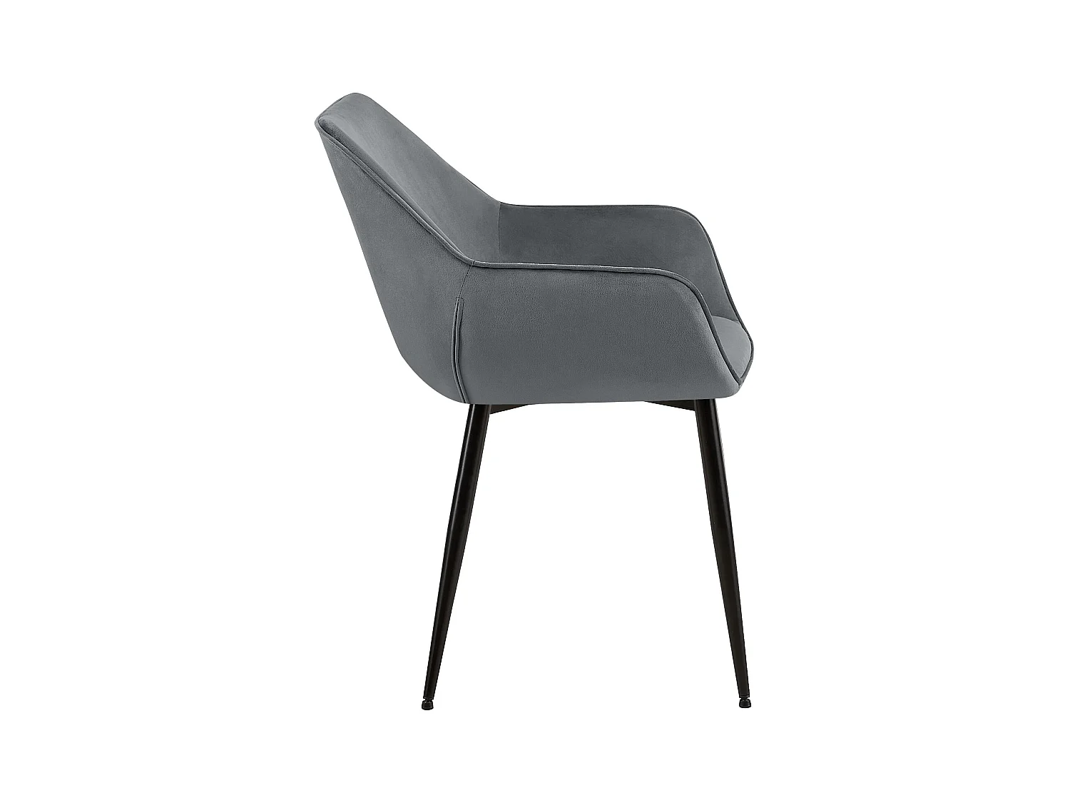 Lot de 2  chaises avec accoudoirs - Velours - Gris foncé - Luena