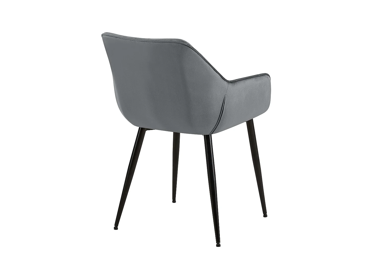 Lot de 2  chaises avec accoudoirs - Velours - Gris foncé - Luena