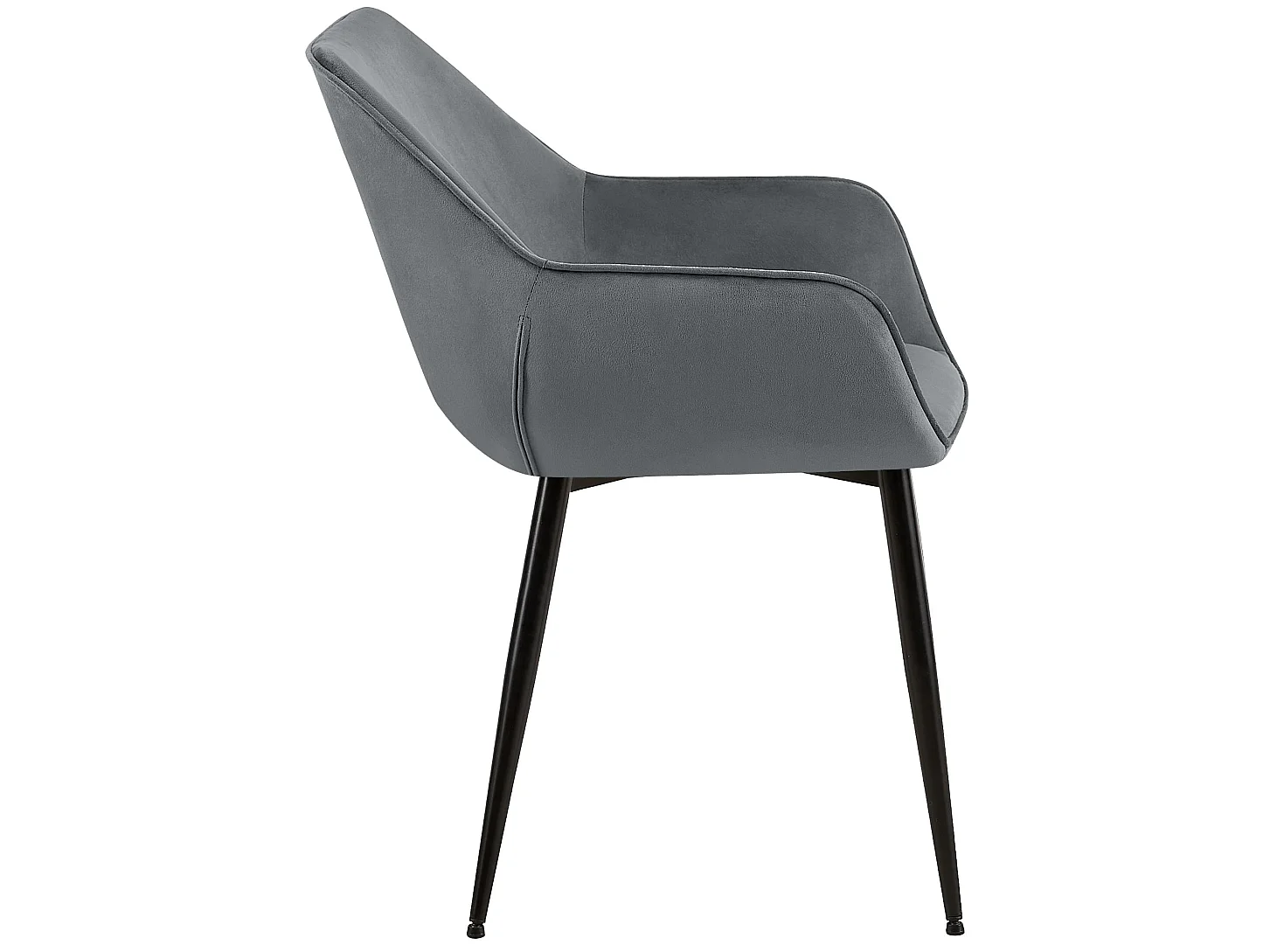 Lot de 2  chaises avec accoudoirs - Velours - Gris foncé - Luena