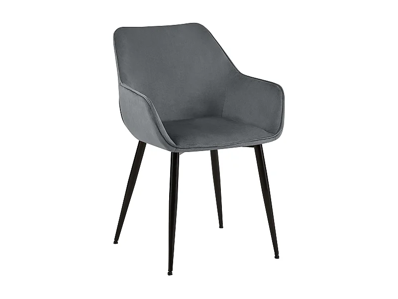 chaises avec accoudoirs - Velours - Gris foncé - Luena