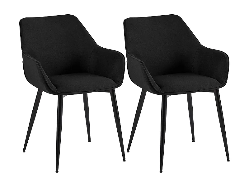 Lot de 2  chaises avec accoudoirs - Tissu - Noir - Luena