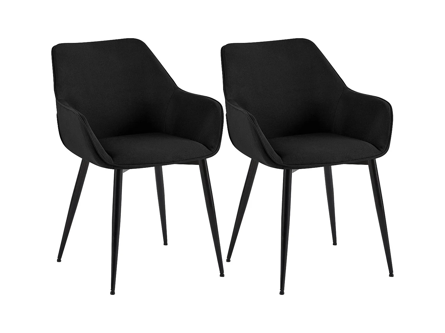 Lot de 2  chaises avec accoudoirs - Tissu - Noir - Luena
