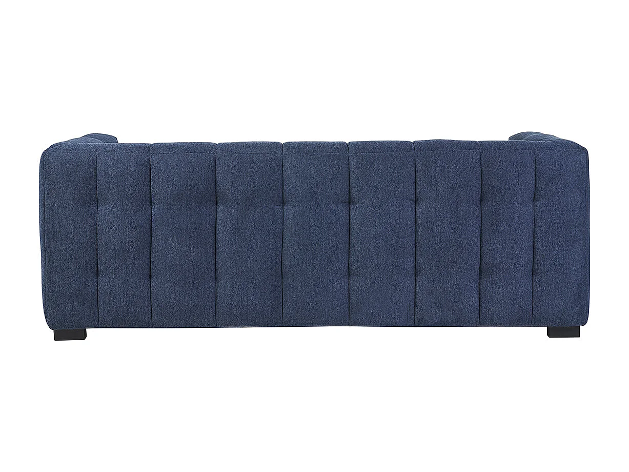 Sofá diseño de 3 plazas y reposapiés de terciopelo azul oscuro CORTO