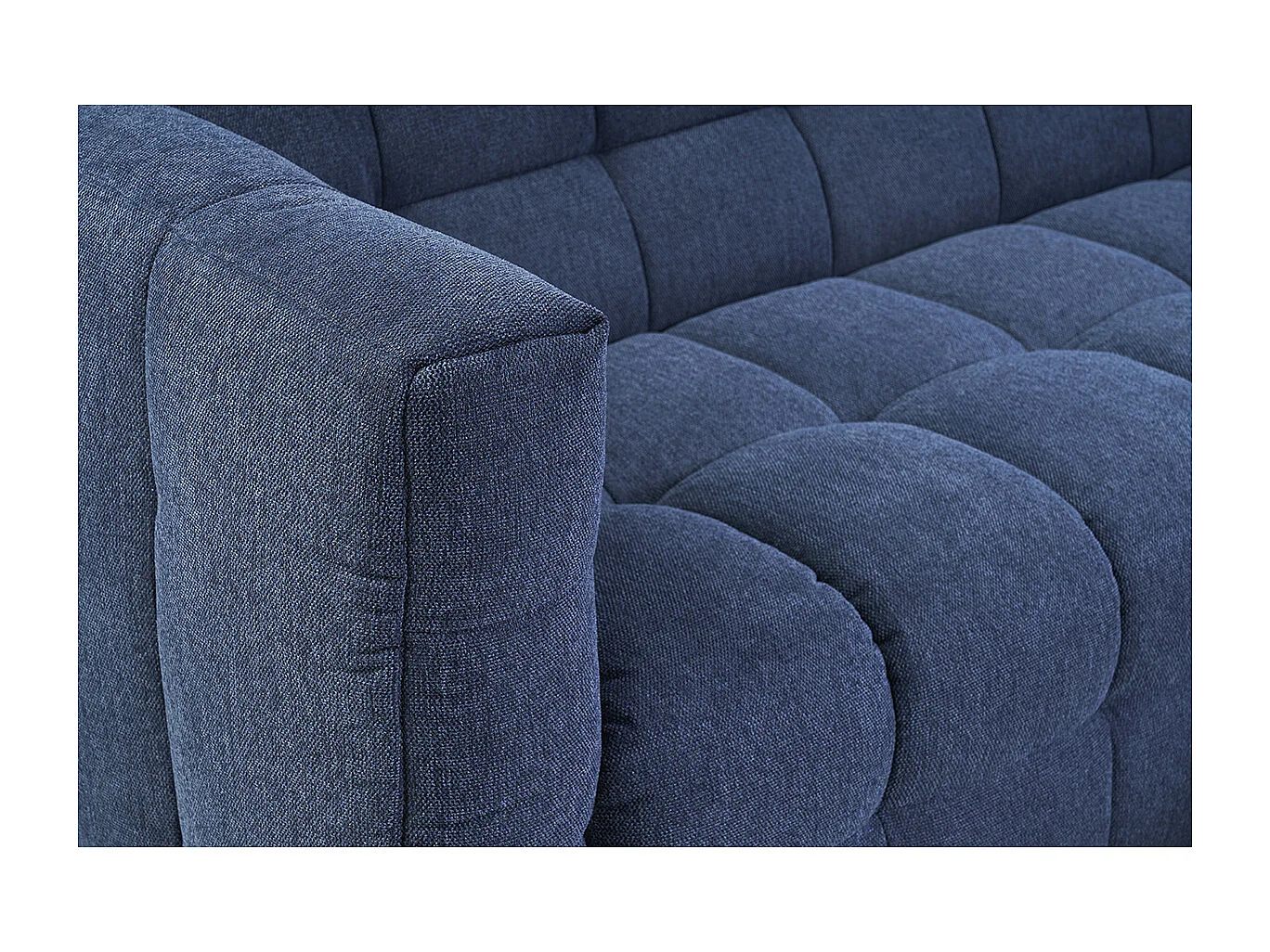 Sofá diseño de 3 plazas y reposapiés de terciopelo azul oscuro CORTO