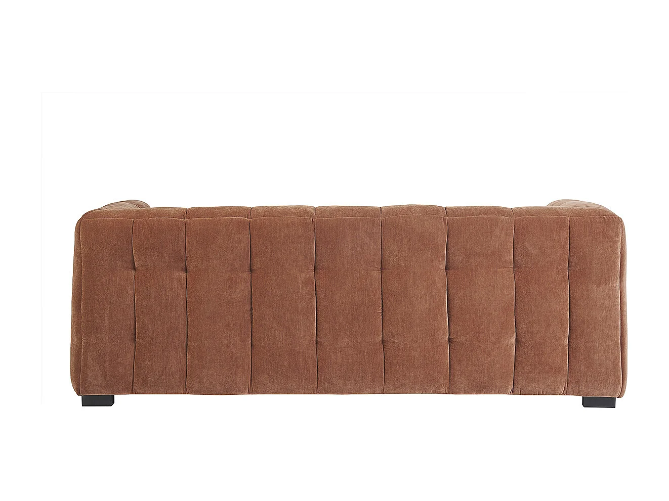 Divano design 3 posti e poggia piedi in tessuto effetto velluto color bruciato CORTO