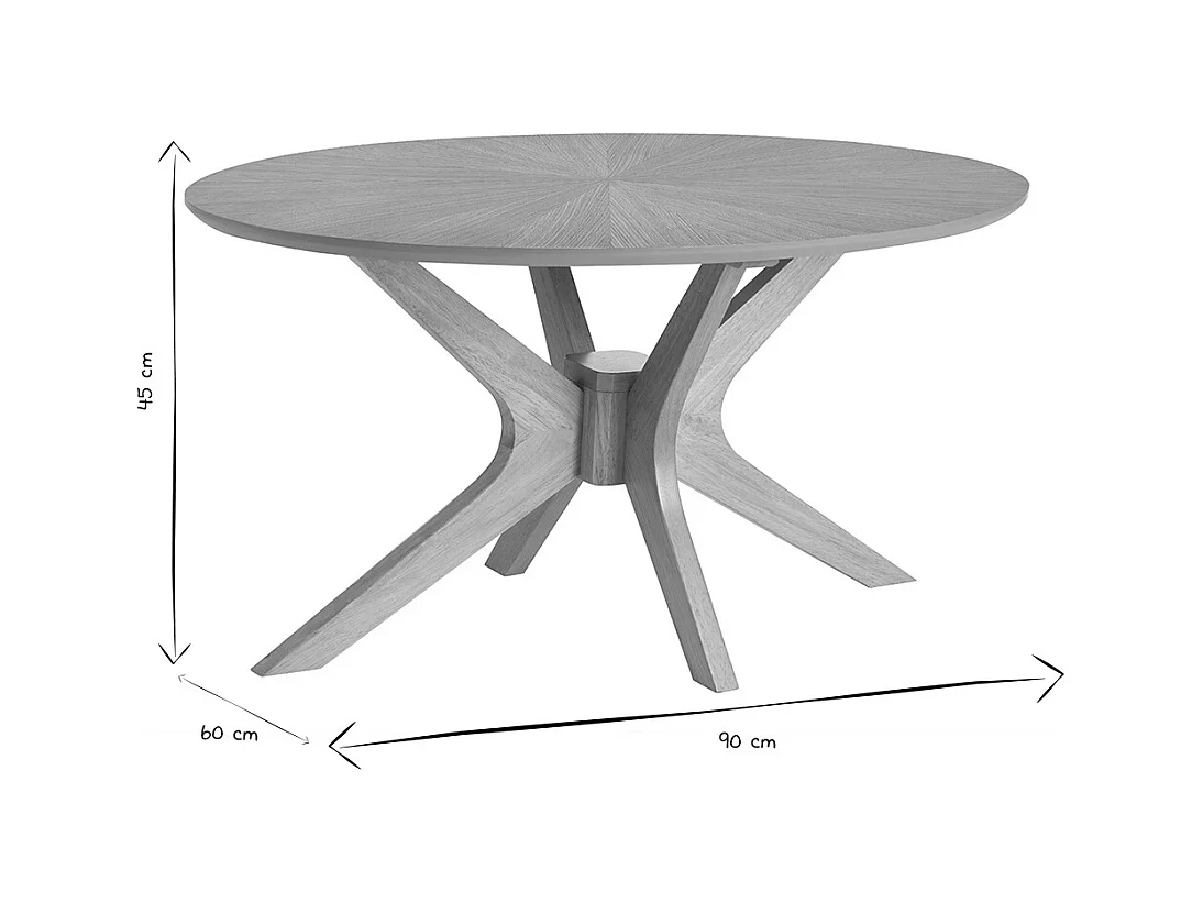 Table basse ovale bois clair chêne L90 cm DIELLI