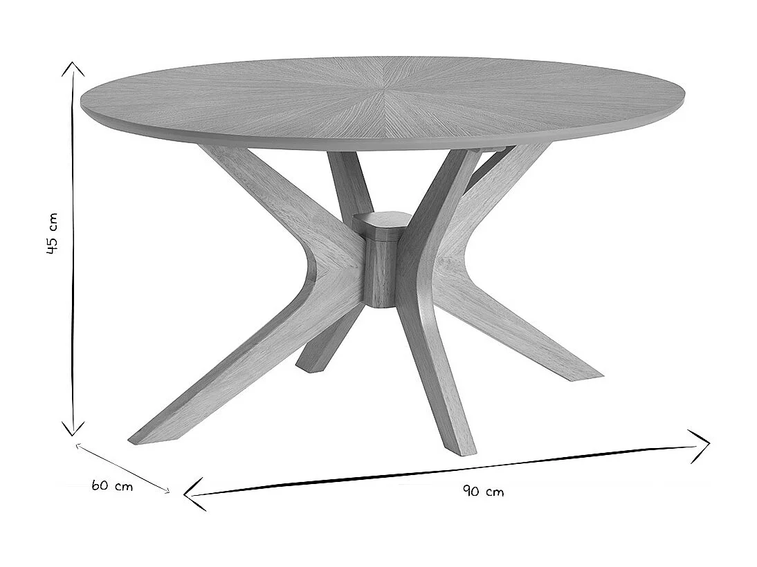 Table basse ovale bois clair chêne L90 cm DIELLI