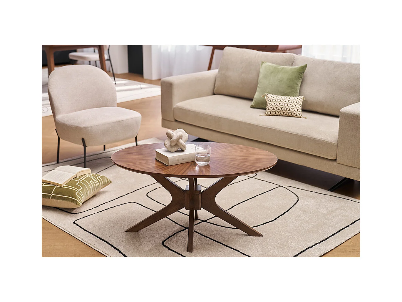 Table basse ovale bois foncé noyer L90 cm DIELLI