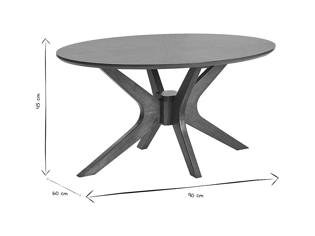Table basse ovale bois foncé noyer L90 cm DIELLI