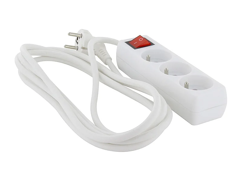 Bloc multiprise 3x16A + interrupteur - 3 m - Blanc - Chacon