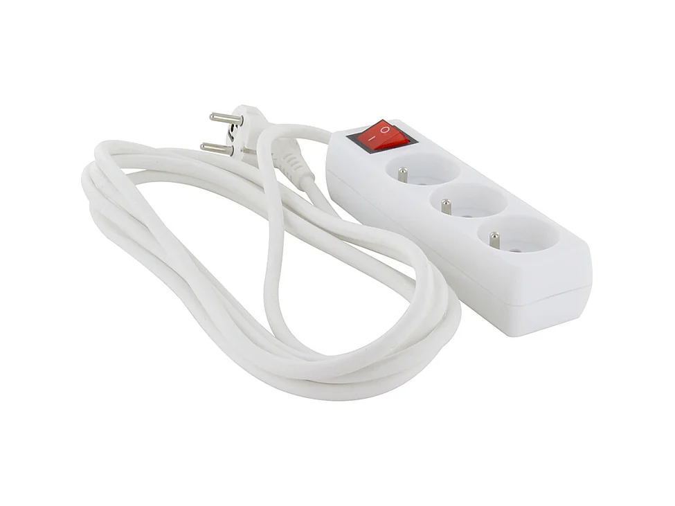 Bloc multiprise 3x16A + interrupteur - 3 m - Blanc - Chacon