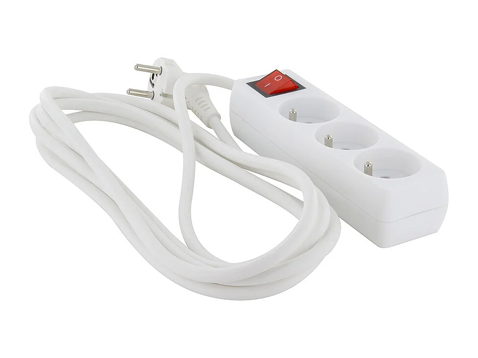 Bloc multiprise 3x16A + interrupteur - 3 m - blanc - Chacon