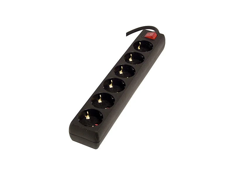 Multiprise 6x16 A + interrupteur - 3 m - Noir - Chacon