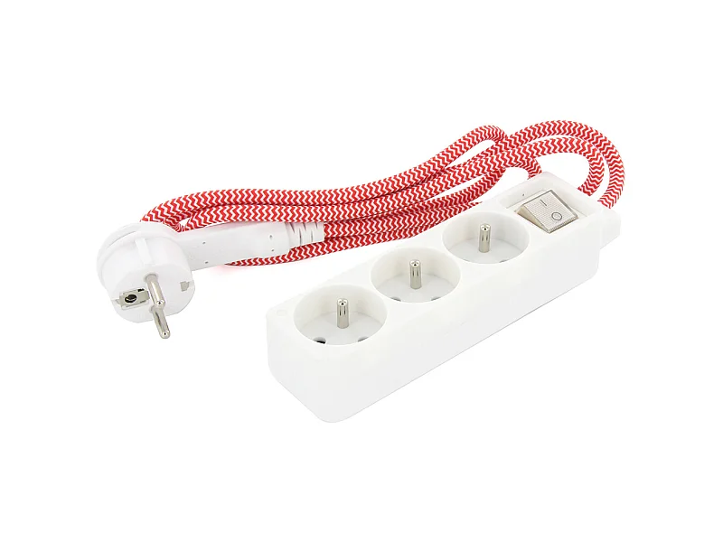Mini multiprise 3x16A fiche plate - Rouge/Blanc - Chacon