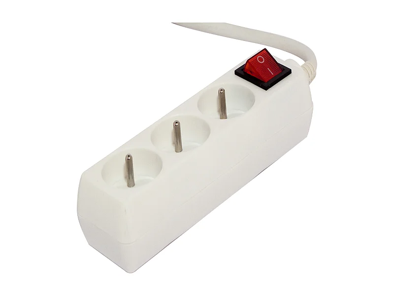 Bloc multiprise 3x16A + interrupteur - 1,5 m - Blanc - Chacon