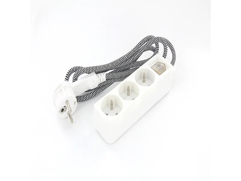 Mini multiprise 3x16A fiche plate - Noir/Blanc - Chacon