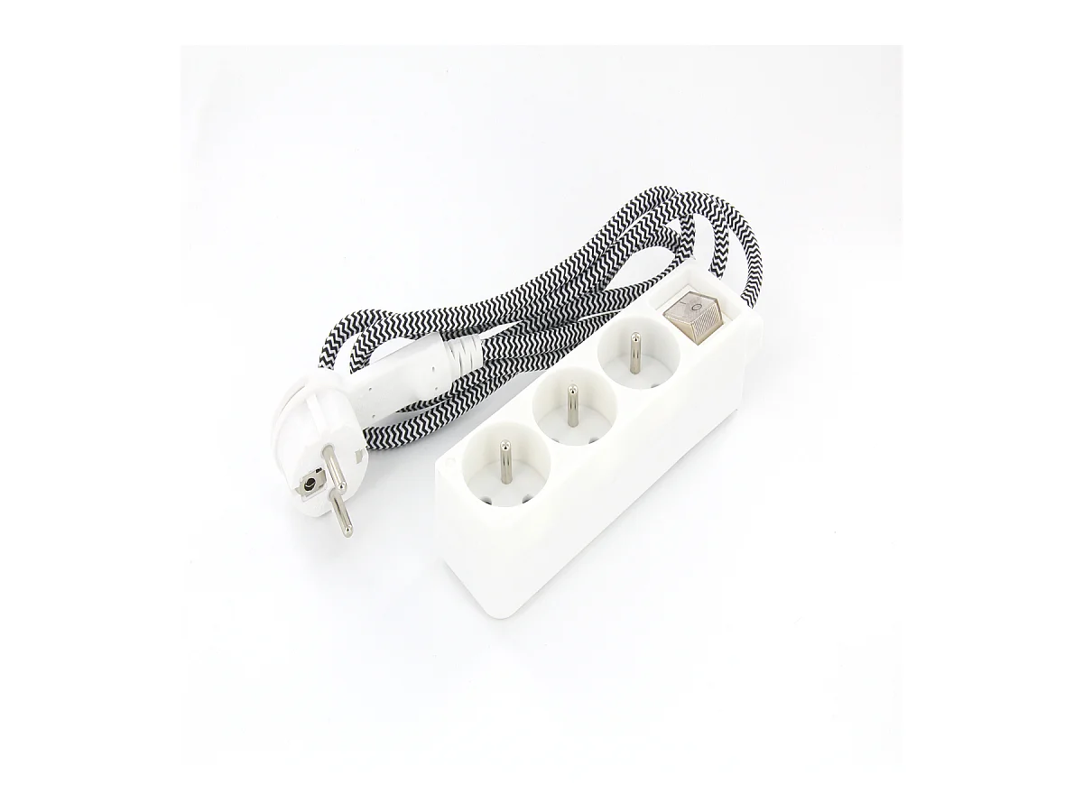 Mini multiprise 3x16A fiche plate - Noir/Blanc - Chacon