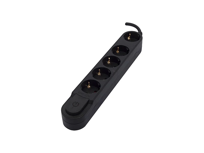 Multiprise Design Schuko 5x16A - 3 m - Noir - Chacon