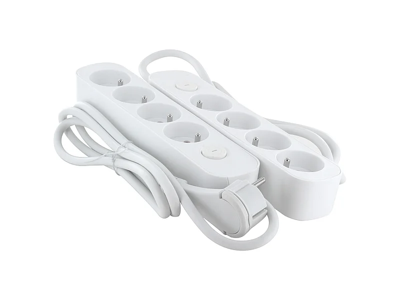 Lot de 2 blocs multiprises 4x16A + interrupteur - 1,5m - Chacon