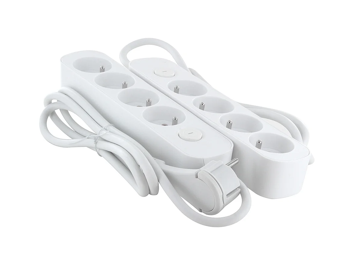 Lot de 2 blocs multiprises 4x16A + interrupteur - 1,5m - Chacon