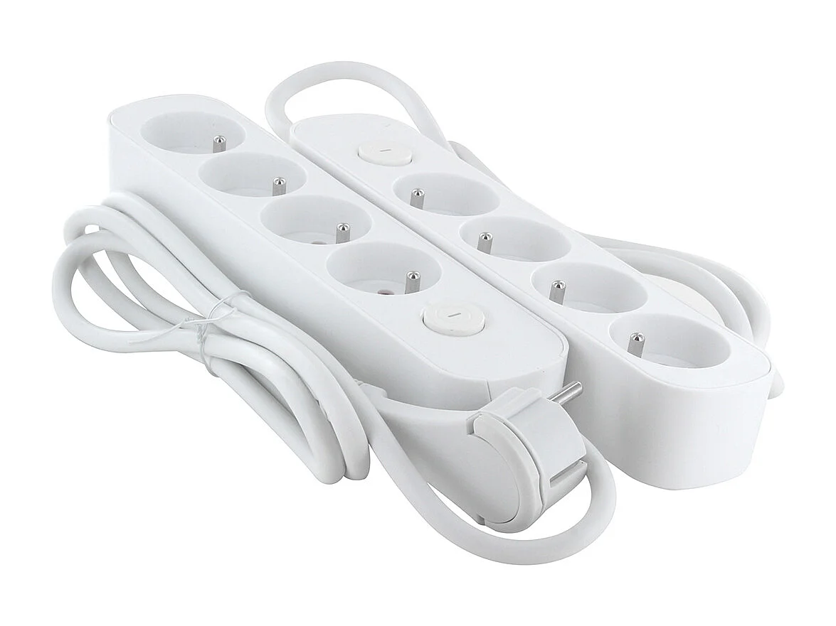 Lot de 2 blocs multiprises 4x16A + interrupteur - 1,5m - Chacon