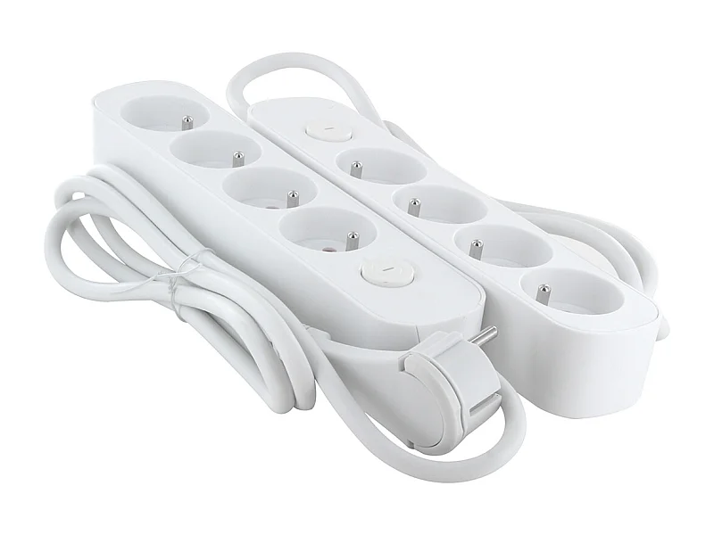 Lot de 2 blocs multiprises 4x16A + interrupteur - 1,5m - Chacon