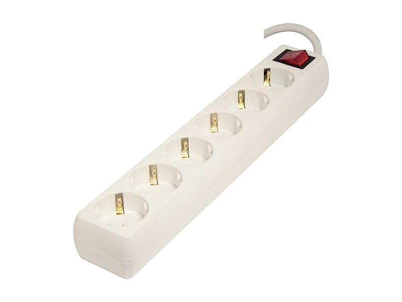 Multiprise 6x16 A + interrupteur - 1,5 m - blanc - Chacon