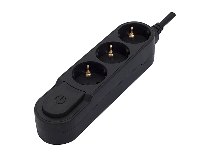 Multiprise Design Schuko 3x16A - 1,5 m - Noir - Chacon