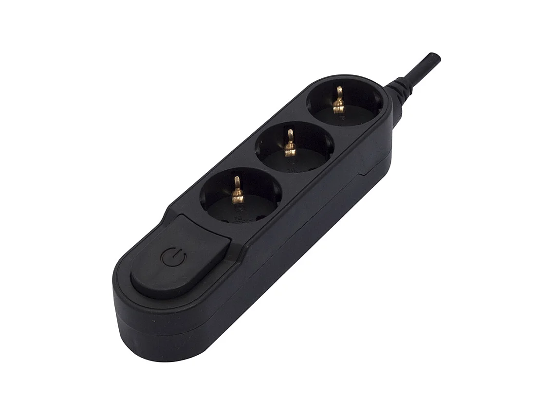 Multiprise Design Schuko 3x16A - 1,5 m - Noir - Chacon