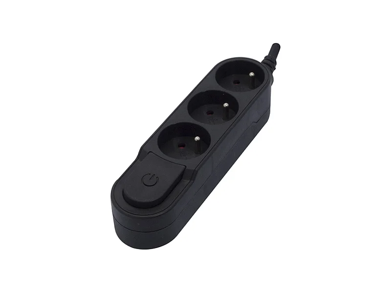 Bloc multiprise interr. 3x16A 1,5m - Noir - Chacon
