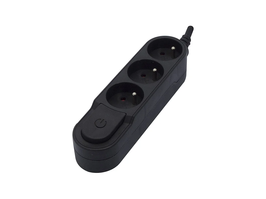 Bloc multiprise interr. 3x16A 1,5m - Noir - Chacon