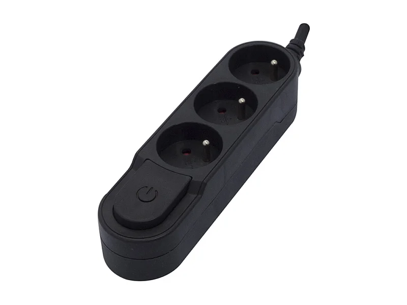 Bloc multiprise interr. 3x16A 1,5m - noir - Chacon