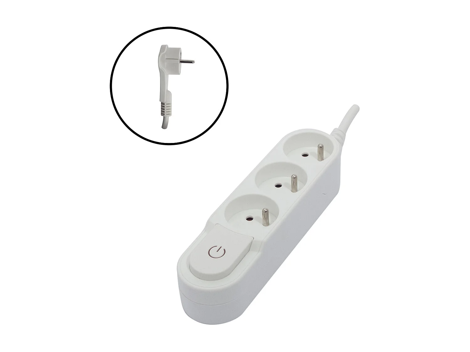 Multiprise Design 3x16A + interrupteur et fiche plate - Chacon