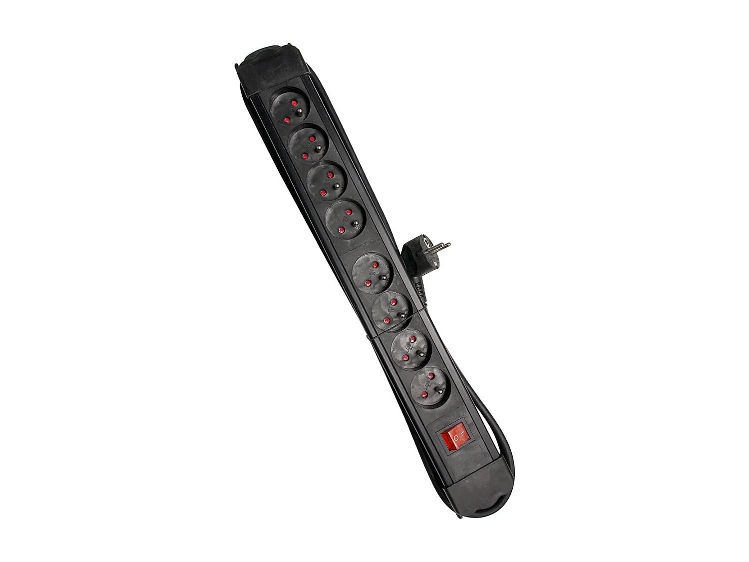 Multiprise 8x16A + interrupteur - 1,5 m - Noir - Chacon