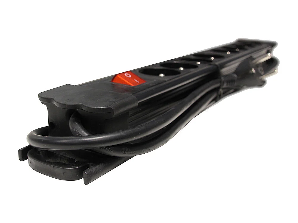 Multiprise 8x16A + interrupteur - 1,5 m - Noir - Chacon