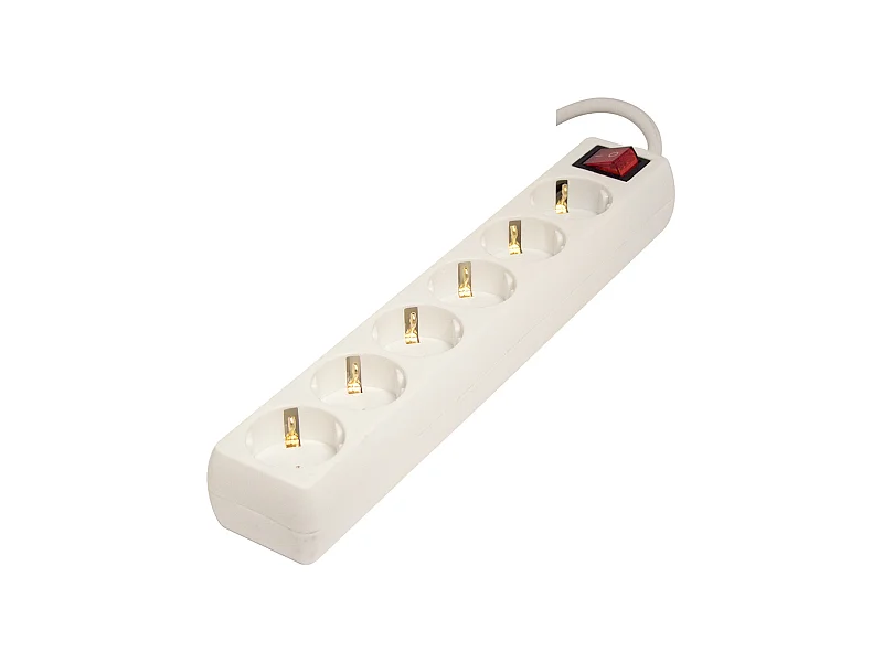 Multiprise 6x16 A + interrupteur - 3 m - Blanc - Chacon